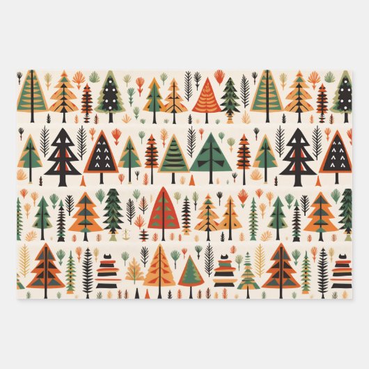 Skandinavisches Weihnachtsmuster Geschenkpapier Set (Vorderseite 3)