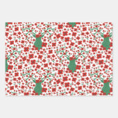 Skandinavisches Weihnachtsmuster mit Blume und Vög Geschenkpapier Set (Vorderseite 3)