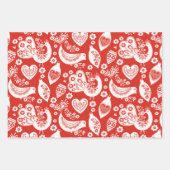 Skandinavisches Weihnachtsmuster mit Blume und Vög Geschenkpapier Set (Vorderseite 2)