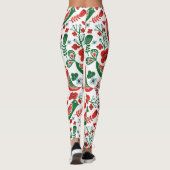 Skandinavisches Weihnachtsmuster mit Blume und Vög Leggings (Rückseite)