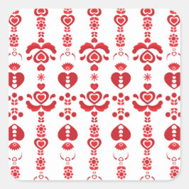 Skandinavisches Weihnachtsmuster Modernes Rosemali Quadratischer Aufkleber