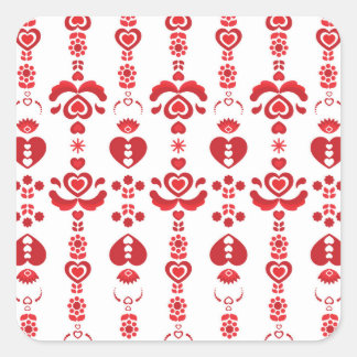Skandinavisches Weihnachtsmuster Modernes Rosemali Quadratischer Aufkleber