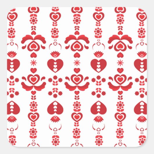 Skandinavisches Weihnachtsmuster Modernes Rosemali Quadratischer Aufkleber (Vorderseite)