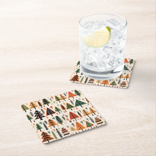 Skandinavisches Weihnachtsmuster Rechteckiger Pappuntersetzer (Vor Ort)