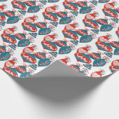 Skandinavisches Weihnachtsmuster-rotes weißes und Geschenkpapier (Ecke)