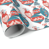 Skandinavisches Weihnachtsmuster-rotes weißes und Geschenkpapier (Rolleneckpunkt)