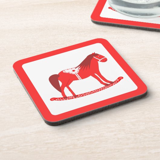 Skandinavisches Weihnachtspferd Getränkeuntersetzer (Linke Seite)
