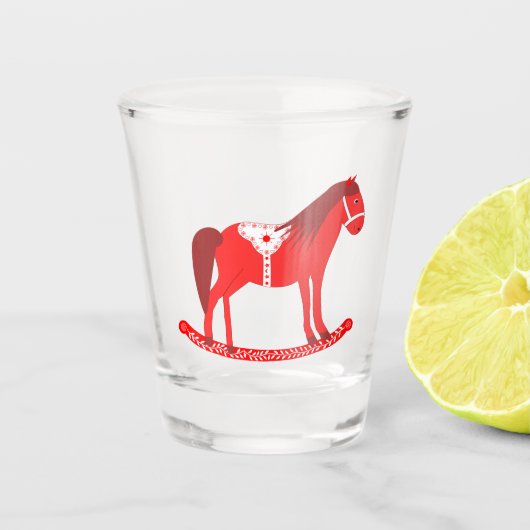 Skandinavisches Weihnachtspferd Schnapsglas (Vorderseite)