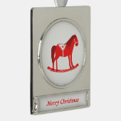 Skandinavisches Weihnachtsrockpferd Custom Banner-Ornament Silber (Rechts)
