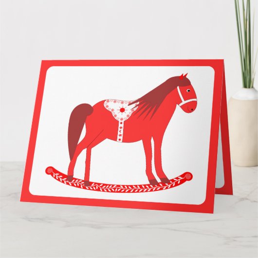 Skandinavisches Weihnachtsrockpferd Custom Karte (Vorderseite)