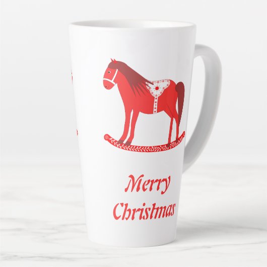 Skandinavisches Weihnachtsrockpferd Custom Milchtasse (Rechte Ecke)