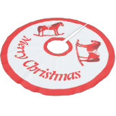 Skandinavisches Weihnachtsrockpferd Custom Polyester Weihnachtsbaumdecke (Schrägansicht)