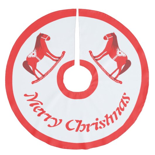 Skandinavisches Weihnachtsrockpferd Custom Polyester Weihnachtsbaumdecke (Vorderseite)