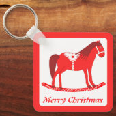 Skandinavisches Weihnachtsrockpferd Custom Schlüsselanhänger (Vorderseite)