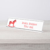 Skandinavisches Weihnachtsrockpferd Custom Schreibtischnamensplakette (Vorderseite )