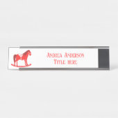 Skandinavisches Weihnachtsrockpferd Custom Schreibtischnamensplakette (Vorderseite )