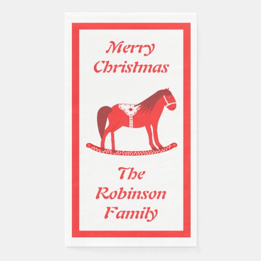 Skandinavisches Weihnachtsrockpferd Custom Serviette (Vorderseite)