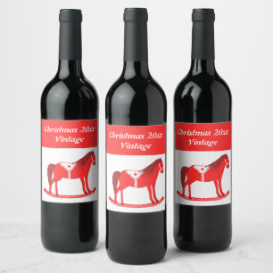 Skandinavisches Weihnachtsrockpferd Custom Weinetikett