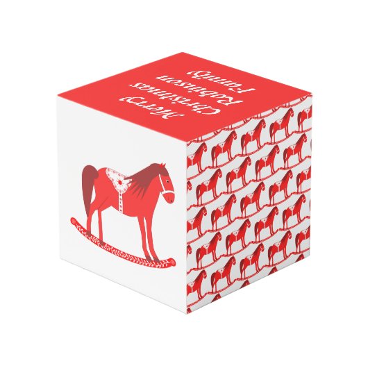 Skandinavisches Weihnachtsrockpferd Custom Würfel (Rückseite Schrägansicht)