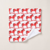 Skandinavisches Weihnachtsrockpferd Gemustert Badhandtuch Set (Waschlappen)