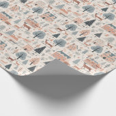 Skandinavisches Weihnachtsvolk Art Deers Pine Tree Geschenkpapier (Ecke)