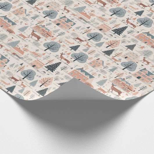 Skandinavisches Weihnachtsvolk Art Deers Pine Tree Geschenkpapier (Ecke)