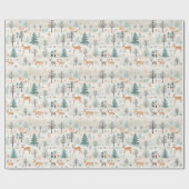 Skandinavisches Weihnachtsvolk Art Deers Pine Tree Geschenkpapier (Flach)