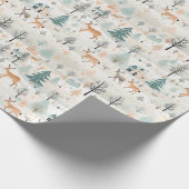 Skandinavisches Weihnachtsvolk Art Deers Pine Tree Geschenkpapier (Ecke)