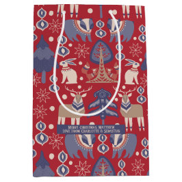 Skandinavisches Weihnachtswald Personalisiert Mittlere Geschenktüte