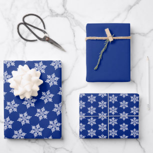 Skandinavisches weißes Schneeflockenmuster auf kön Geschenkpapier Set
