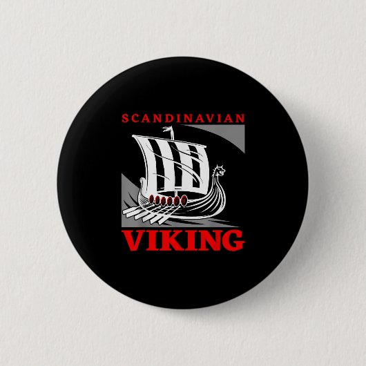 Skandinavisches Wikinger-Schiff Drachenboot Drakka Button (Vorderseite)