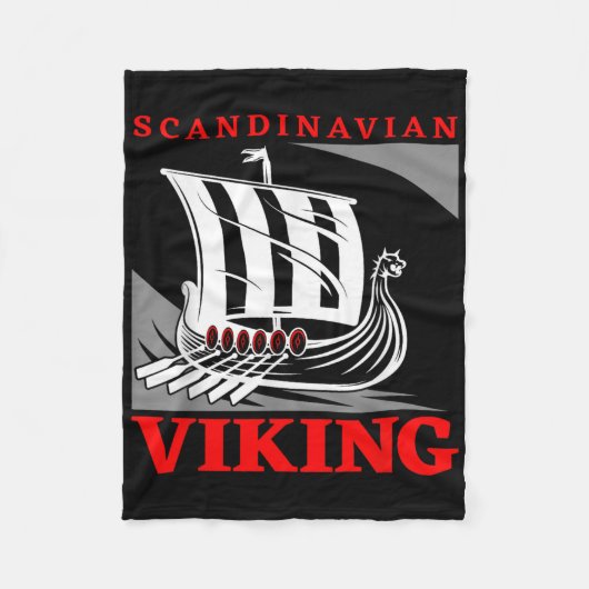 Skandinavisches Wikinger-Schiff Drachenboot Drakka Fleecedecke (Vorderseite)