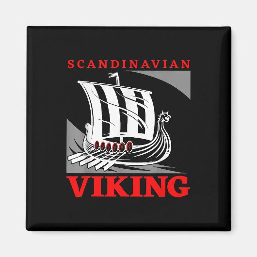 Skandinavisches Wikinger-Schiff Drachenboot Drakka Magnet (Vorne)