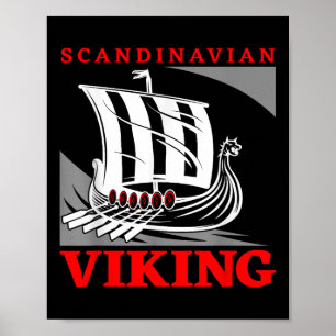 Skandinavisches Wikinger-Schiff Drachenboot Drakka Poster