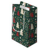 Skandinavisches Winter-Wunderland Nahtloses Muster Kleine Geschenktüte (Rückseite Schrägansicht)