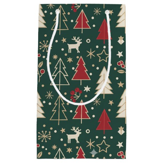Skandinavisches Winter-Wunderland Nahtloses Muster Kleine Geschenktüte (Vorderseite)