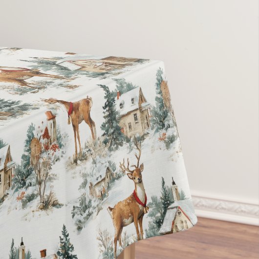 Skandinavisches Winterdorf Rentiertoile Tischdecke (Beispiel)