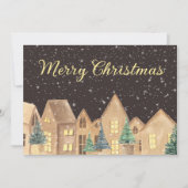 Skandinavisches Winterschneedorf Frohe Weihnachten (Vorderseite)