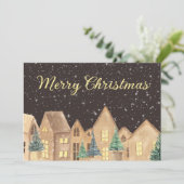 Skandinavisches Winterschneedorf Frohe Weihnachten (Stehend Vorderseite)