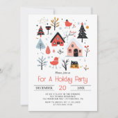 Skandinavisches Winterszenario Weihnachtsfeiertag Einladung (Vorderseite)