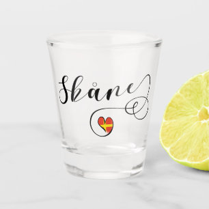 Skåne Flag Heart, Schweden, Scania Schnapsglas