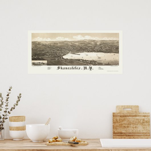 Skaneateles, NY Panorama Karte - 1884 Poster (Küche)