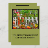 SKARECROW AM WEISSEN PICKET-ZENTRUM UND PUMPKINS EINLADUNG (Vorne/Hinten)