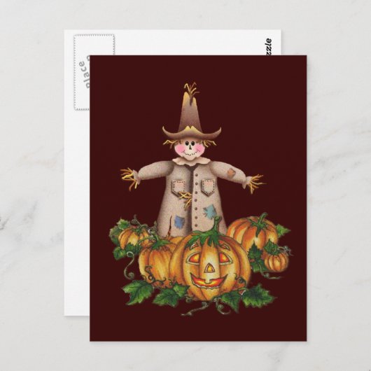 SKARECROW & PUMPKIN PATCH VON SHARON SHARPE POSTKARTE (Vorne/Hinten)