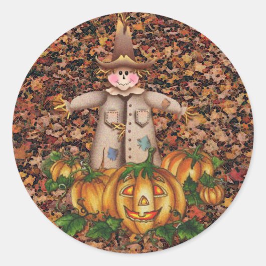 SKARECROW & PUMPKIN PATCH VON SHARON SHARPE RUNDER AUFKLEBER (Vorderseite)
