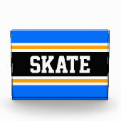 SKATE Athletic Bright Blue Black Yellow Stripes Fotoblock (Vorderseite)
