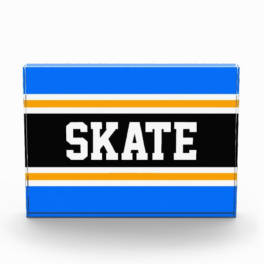 SKATE Athletic Bright Blue Black Yellow Stripes Fotoblock (Vorderseite)