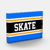 SKATE Athletic Bright Blue Black Yellow Stripes Fotoblock (Links)