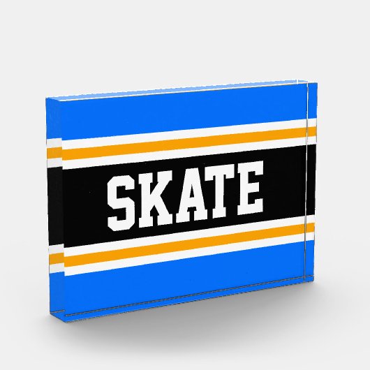 SKATE Athletic Bright Blue Black Yellow Stripes Fotoblock (Links)