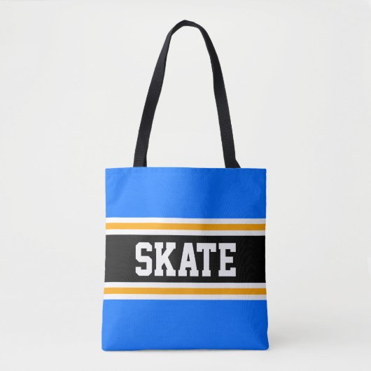 SKATE Athletic Bright Blue Black Yellow Stripes Tasche (Vorderseite)